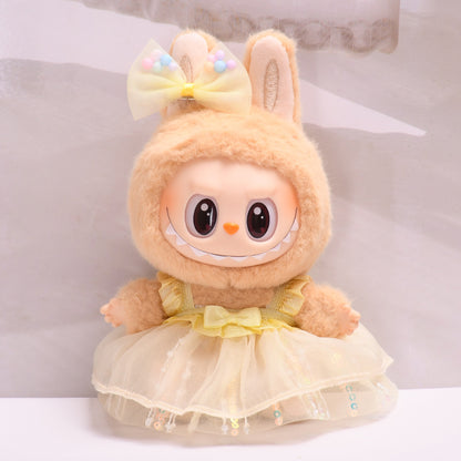 Only clothes] vinyl blind box pendant labubu sit party clothes sequins gauze skirt cloth cute