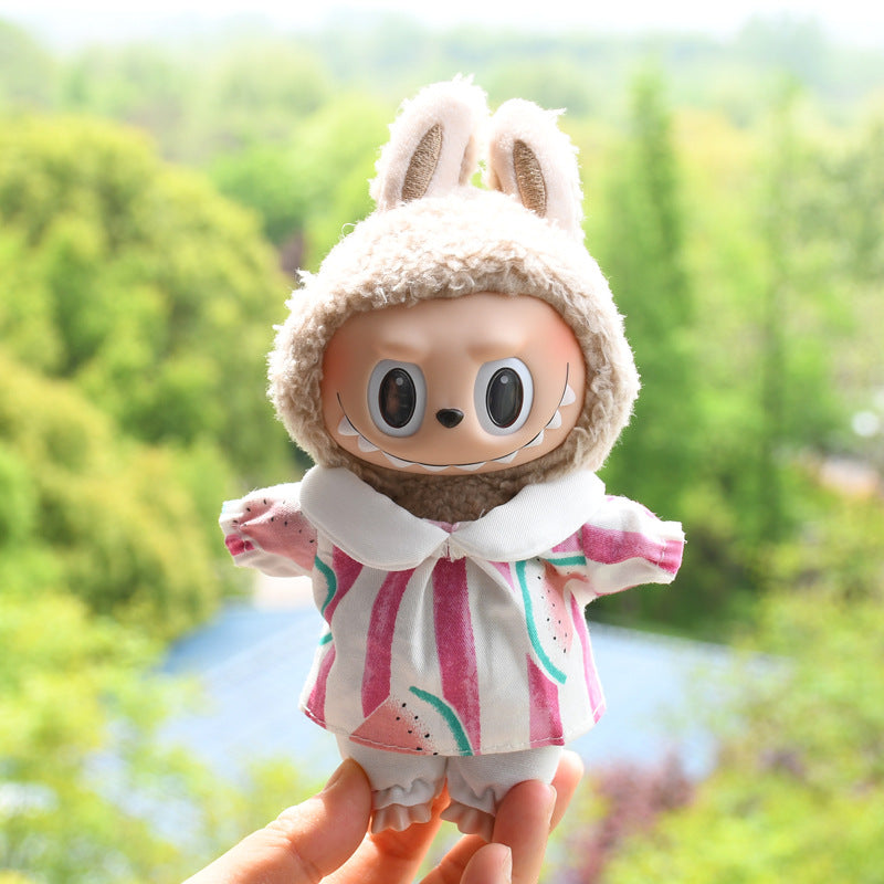 Only baby clothes] 17cm blind box cloth hanging clothes bear corduroy suspenders pants T-shirt key chain baby clothes