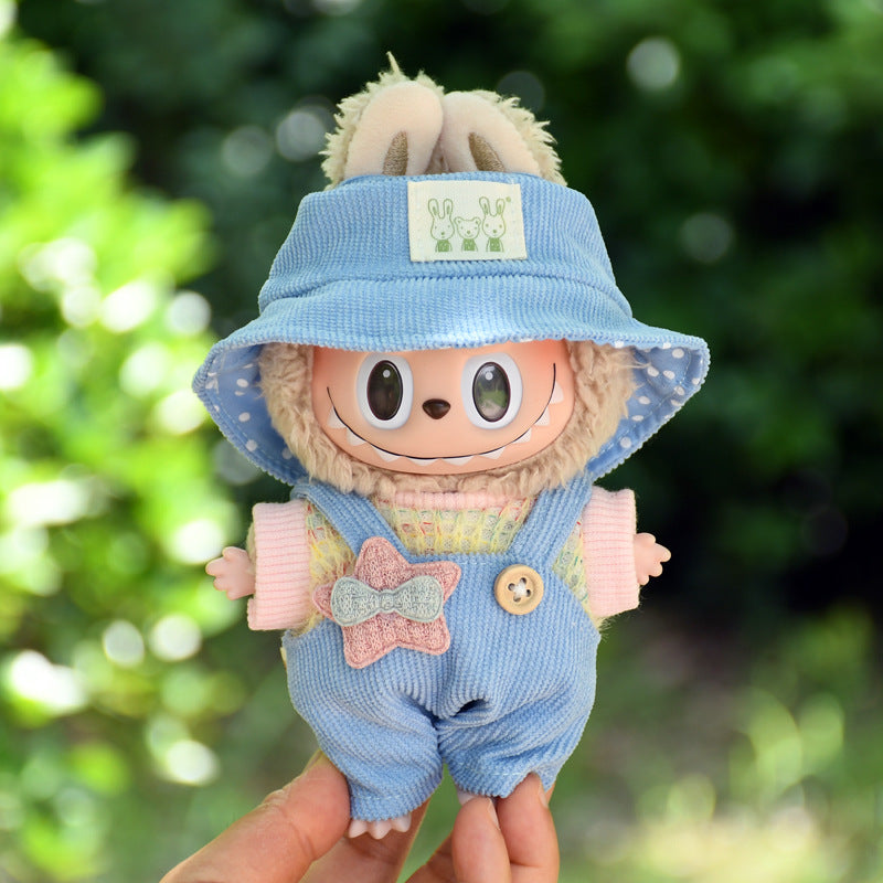 Doll clothes for sale only] Cloth-pulling pendant clothes star suspender pants sweater 17cm keychain vinyl doll clothes