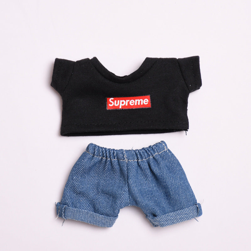 Only clothes] 17cm blind box pull cloth clothes for Labubu vinyl pendant doll casual T-shirt suit
