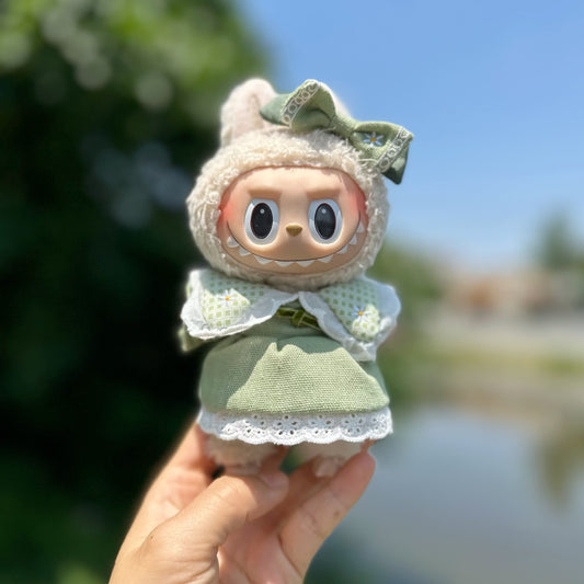 Only clothes] 17CM labubu clothes for Macaron LABUBU vinyl pendant baby clothes spring suit adorable
