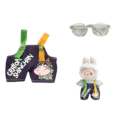 Labubu Doll Crayon Shin-chan Overalls Outfit with Accessories for 17cm Doll