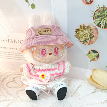 Clothing Only: First, Second, and Third Generation Blind Box Labubu Pendant Clothing, Sitting Labubu Party Doll Pink Sweater
