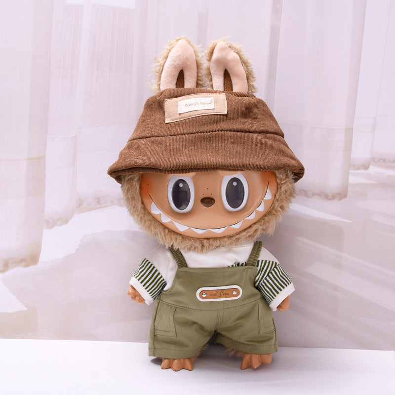 Labubu 38cm Doll Outfit - Striped T-Shirt & Overalls/Shorts Suit