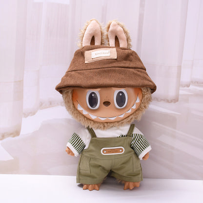 Labubu 38cm Doll Outfit - Striped T-Shirt & Overalls/Shorts Suit