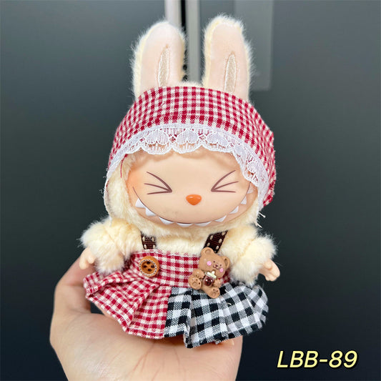 Labubu Doll Vinyl Rab 17cm Doll Cute Dress Casual suit Skirt Plush Toy Clothes
