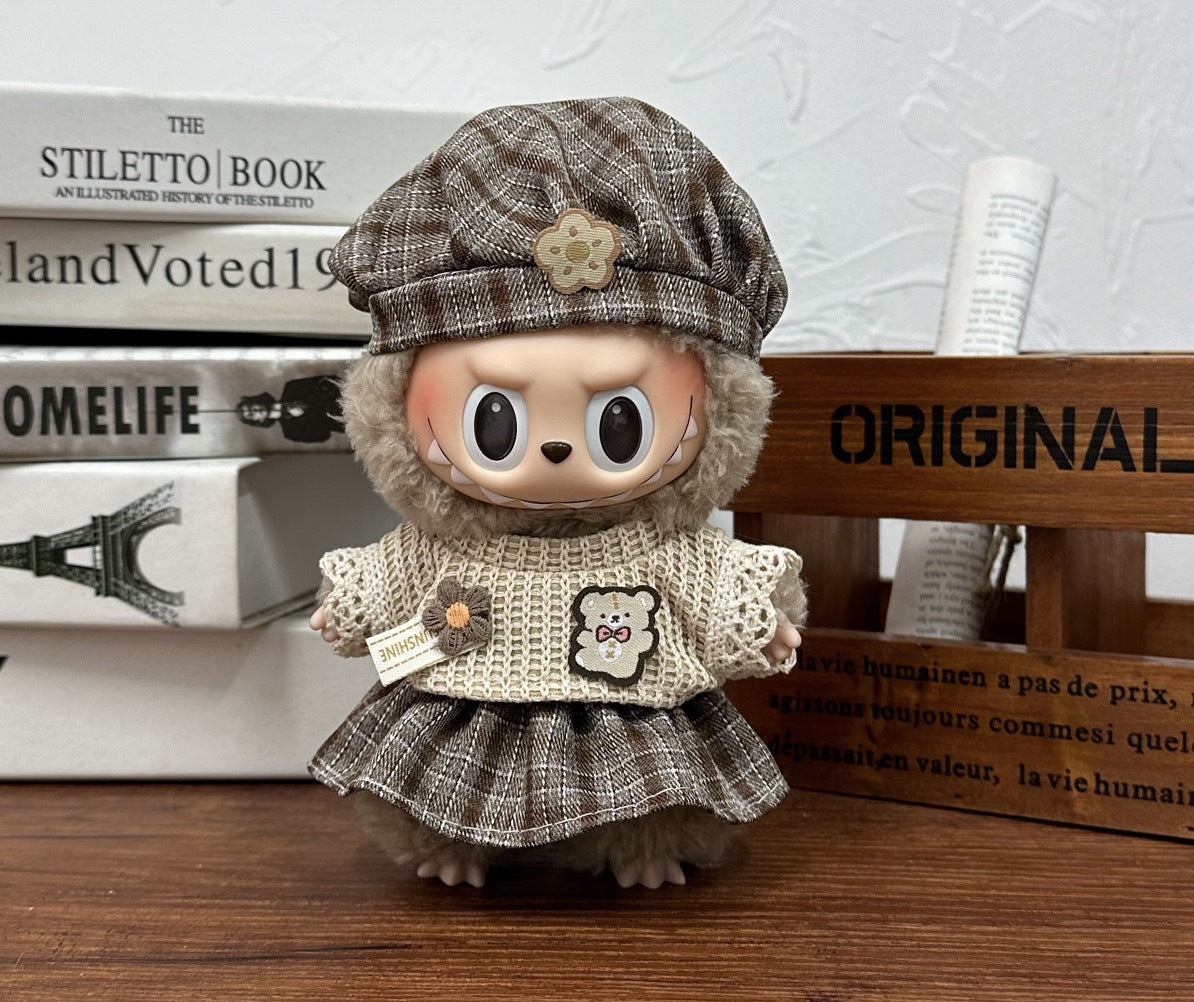 Wholesale labubu doll clothes 17cm pull cloth blind box pendant one or two generation vinyl plush doll suit