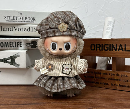Wholesale labubu doll clothes 17cm pull cloth blind box pendant one or two generation vinyl plush doll suit
