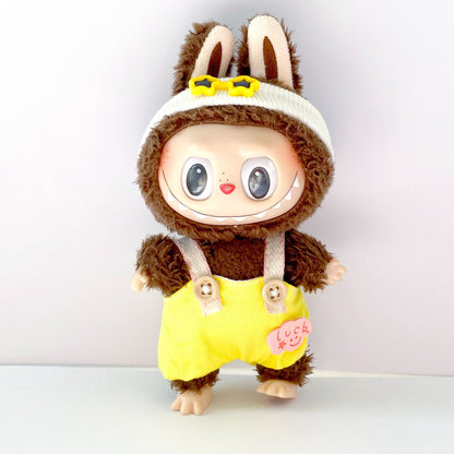 Labubu Doll Clothes - 17cm Cartoon Suspenders Pants in Pink, Yellow, Purple, Brown