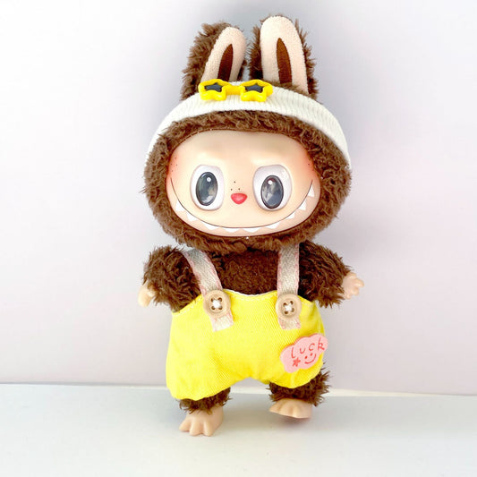 Labubu Doll Clothes - 17cm Cartoon Suspenders Pants in Pink, Yellow, Purple, Brown