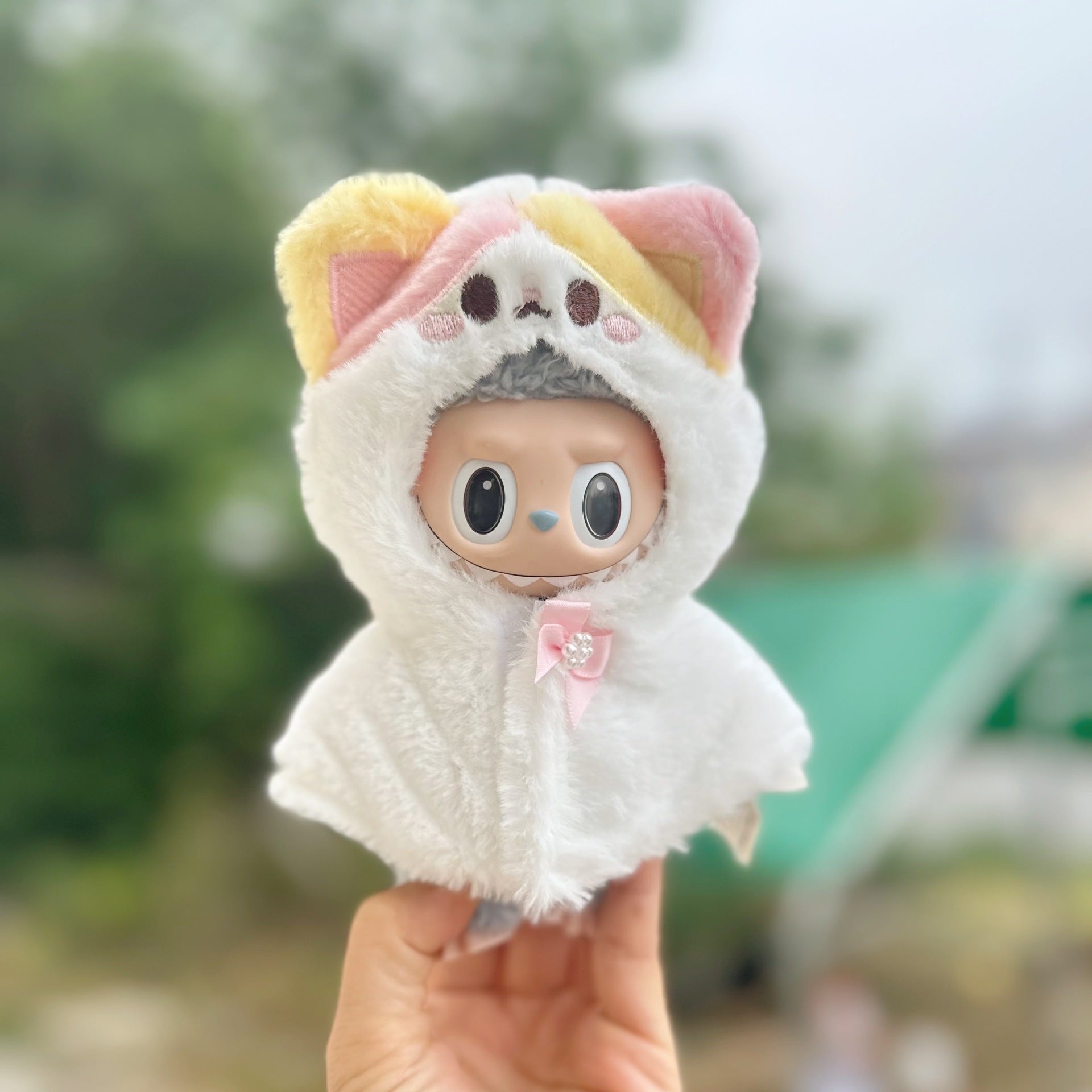 Only clothes] 17CM key chain cloth cloth cloak cloak LABUBU pendant doll clothes headgear in stock cute