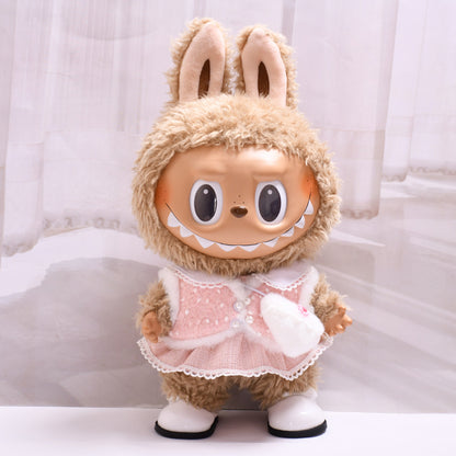 Labubu Doll Outfit - Pink & Green Vest Love Bag Skirt Set for 38cm Labubu
