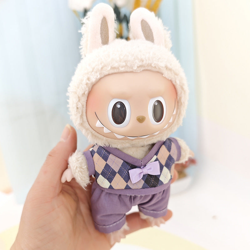 Creative British Style Couple Clothes Suitable for 17cm Pendant Rab Cloth Keychain Pendant Doll Clothes Dress for Doll