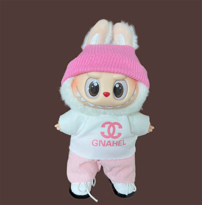 [Only Clothes] 17cm Blind Box Labubu Handmade Frog Piggy Stuffed Christmas Suit Labubu Hanging