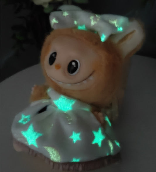 Only clothes] second generation blind box Labubu clothes vinyl face pendant cloth cloth sit party doll luminous skirt