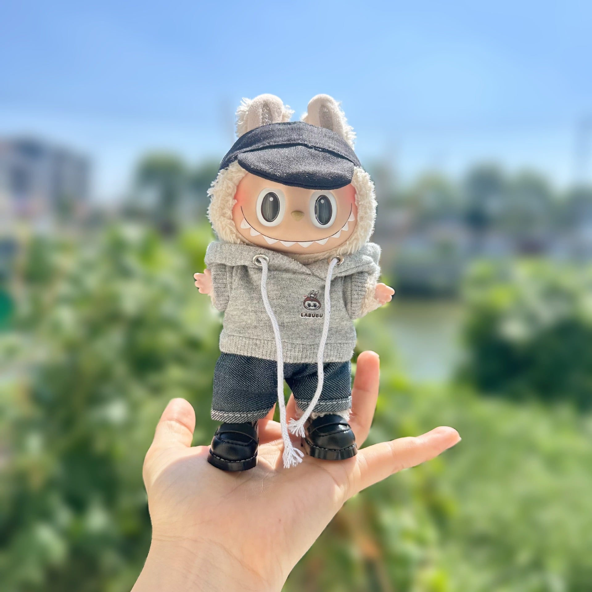 Clothes] labubu pendant clothes macaron 17cm labubu vinyl doll blind box bubble mat doll