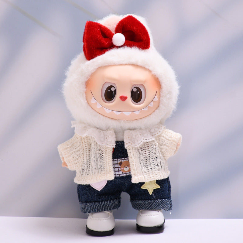 Only baby clothes] one or two generation pendant labubu clothes wool cardigan red skirt suit cloth baby clothes