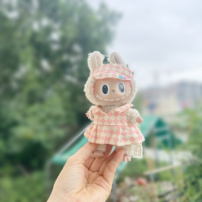 Only clothes] 17CM pendant cloth cloth clothes blind box LABUBU doll rhombus strap skirt suit new product