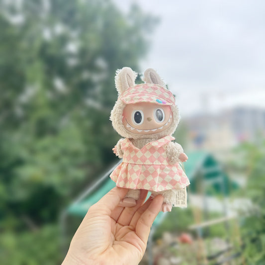 Only clothes] 17CM pendant cloth cloth clothes blind box LABUBU doll rhombus strap skirt suit new product