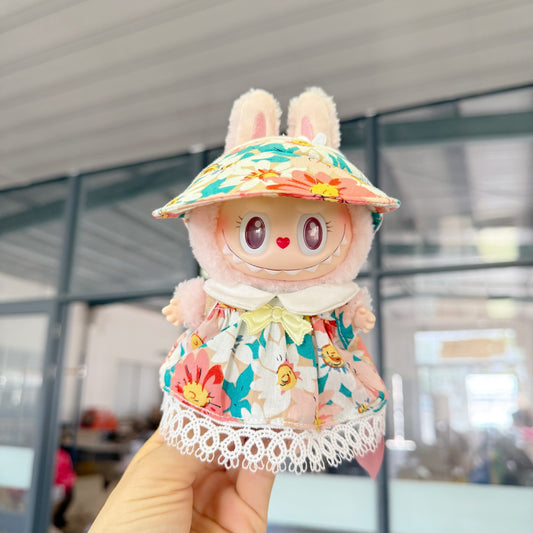 Only clothes] blind box pendant cloth cloth clothes flower field princess two-piece LABUBU for the new sun hat