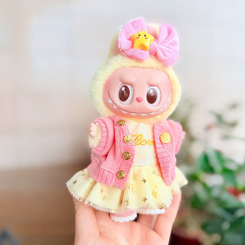 Labubu Doll Outfit - Gold Powder Joy Three-Piece Set for 17cm Doll