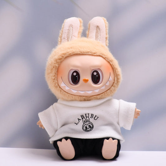Labubu Doll Baby Clothes Outfit - White T-Shirt & Pants Suit Set