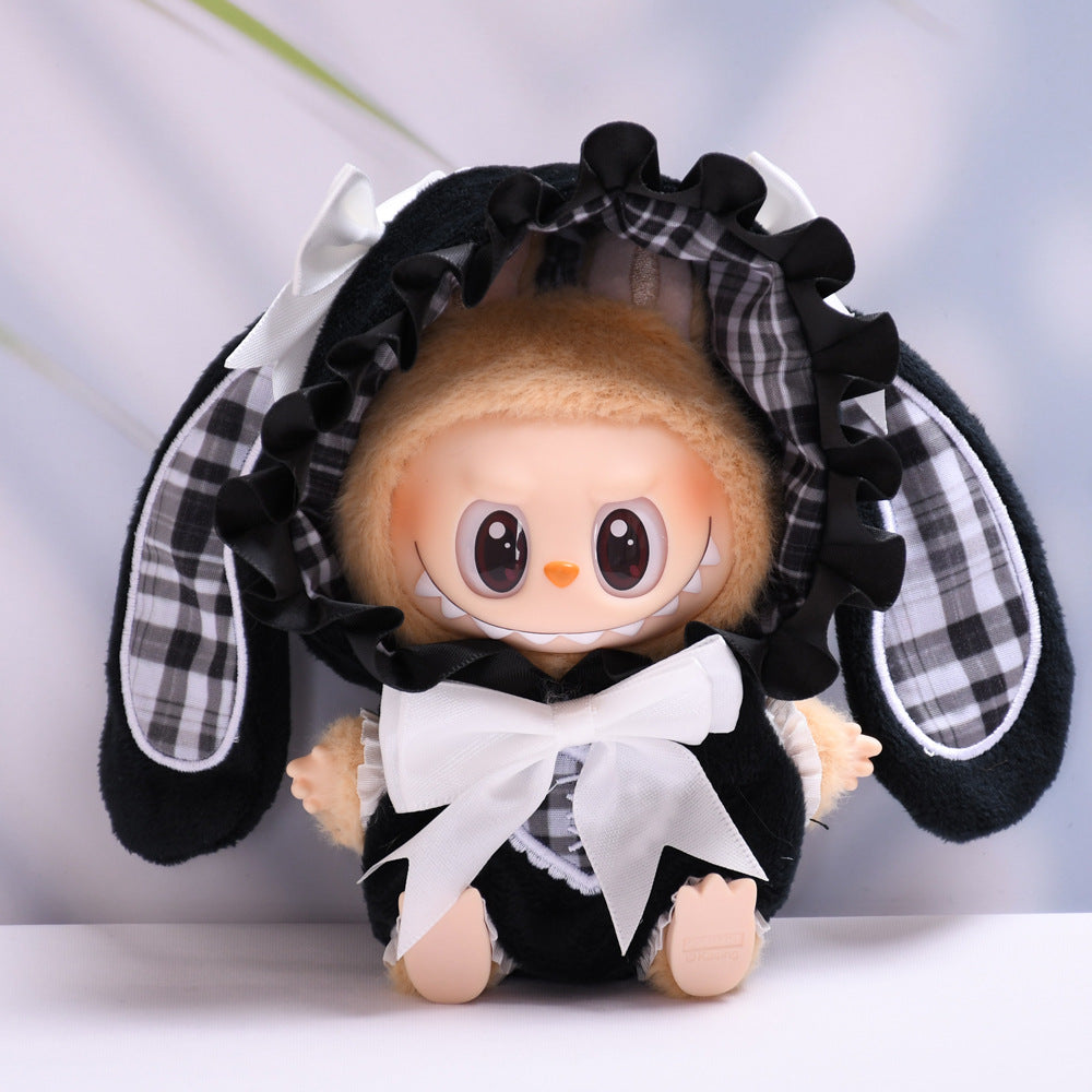 Only clothes] the first and second generation of blind box Labubu pendant clothes rabbit ear hooded cloth cloth baby clothes adorable