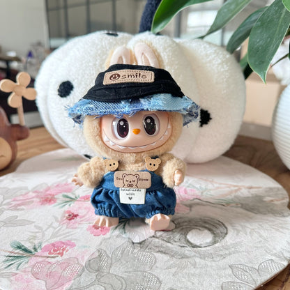 Clothes Only] Second Generation Blind Box Sitting Party Rag Clothes LABUBU Doll Cowboy Hat Strap Pants suit