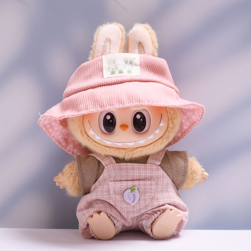 Only clothes] the first and second generation of cloth pendant plaid suspenders suit vinyl Labubu baby clothes