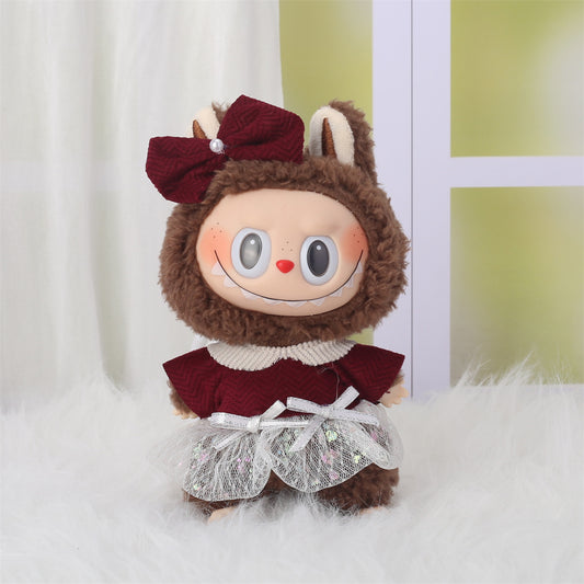Labubu Clothes Pendant for First and Second Generation Baby Clothes, Labubu Sitting Baby Clothes, Heart Sweater, Bear Ear Hat Set