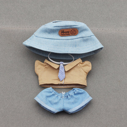 Labubu Doll Fisherman Hat & Outfit Set for 10cm & 17cm Vinyl Dolls