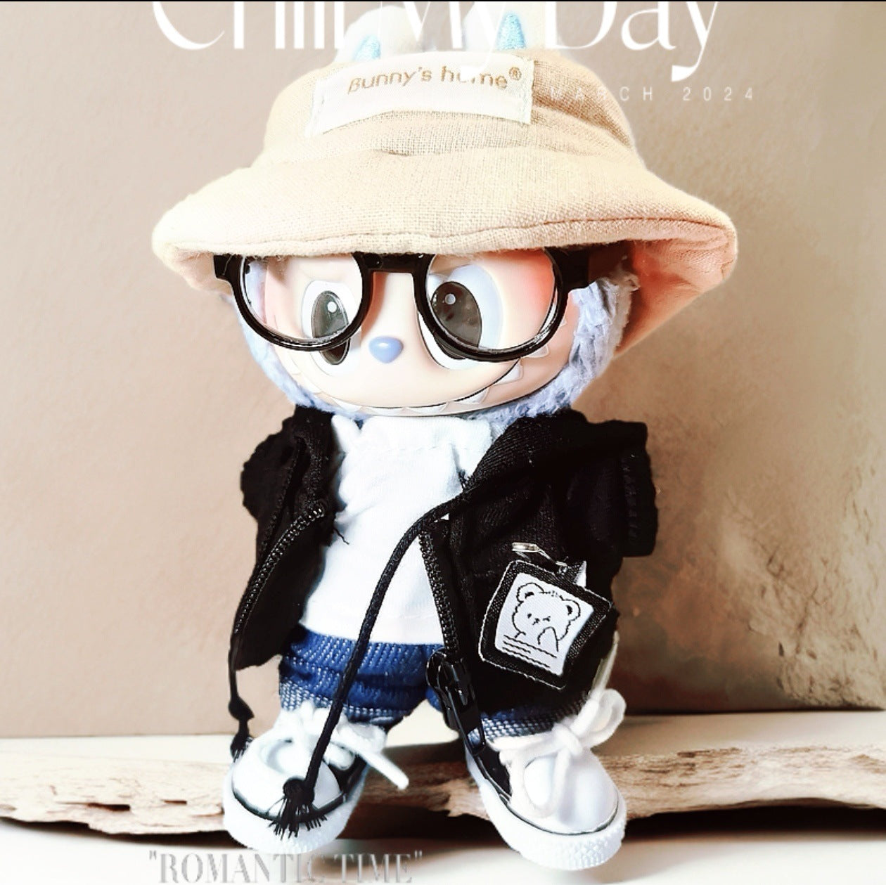 Labubu Doll Outfit Set - White & Black Jacket with Accessories
