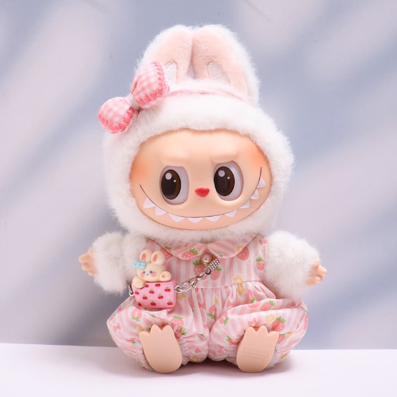 Only baby clothes] one, two and three generations of pendants labubu clothes strawberry jumpsuit suit labubu baby clothes