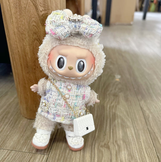 Only clothes] 17CM blind box pull cloth doll clothes pendant LABUBU Hagrid fragrant style skirt set pastel skirt