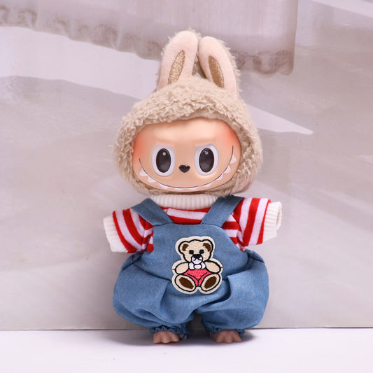Labubu Doll Bear Suspenders Outfit for 17cm Vinyl Dolls