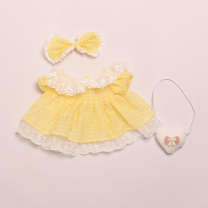 Labubu Doll Dress Outfit for 38cm Vinyl Doll - Princess Lace Skirt & Shoulder Bag