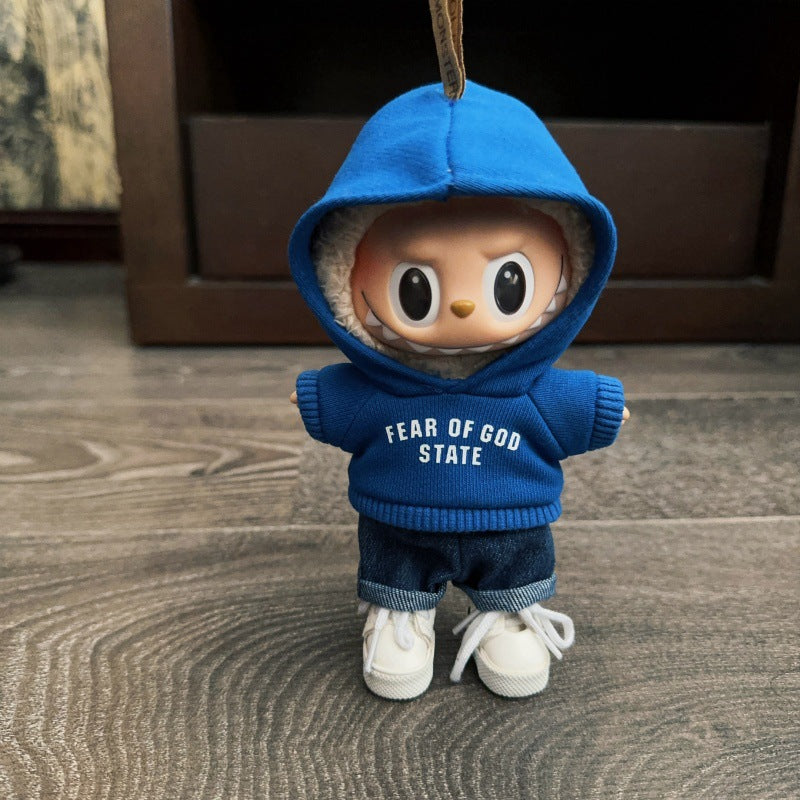 Clothing Only] First, Second, and Third Generation Keychain Labubu Clothing Pendant Labubu Doll Clothing Printed Sweatshirt Set