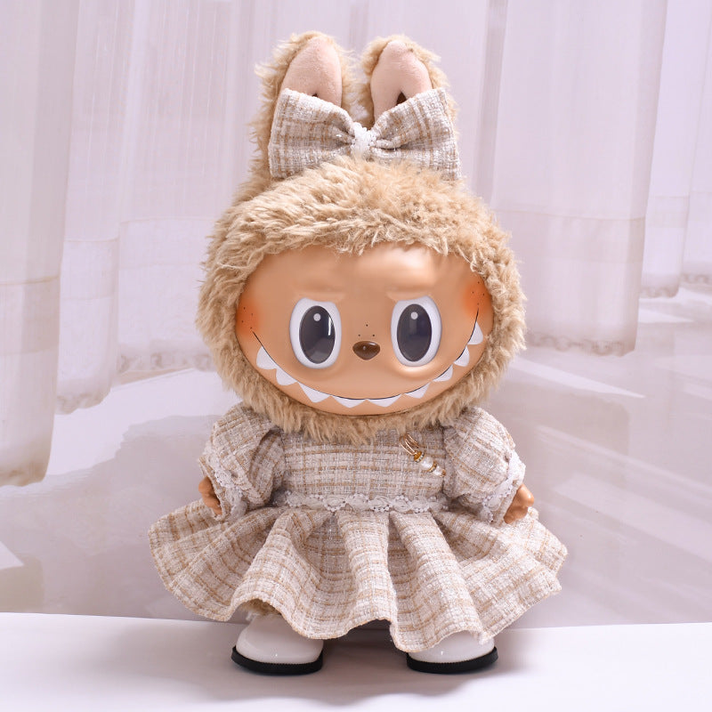 Only clothes] 38cm labubu labubu for clothes plaid small fragrant wind suit change baby clothes
