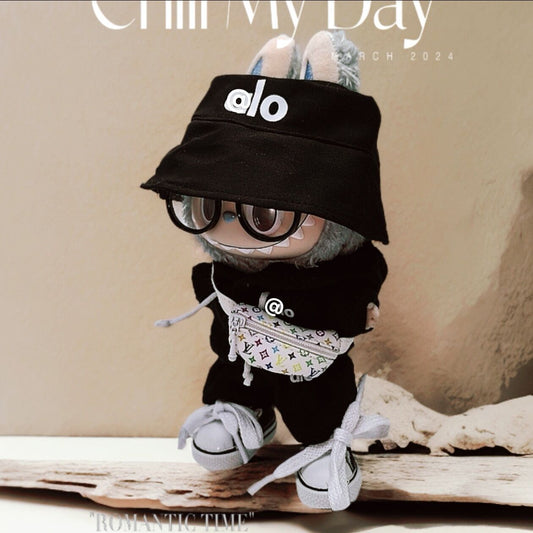 Labubu Doll Outfit Set for 17cm Vinyl Doll - Hat, Sweatshirt, Shorts & Shoes