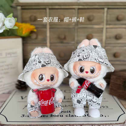 Labubu Doll Outfit - Blue Skirt & Hat for 17cm Labubu Doll