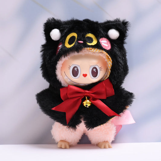 Labubu Doll Cloak Outfit - Black Cat & Panda Style for Pendant Dolls