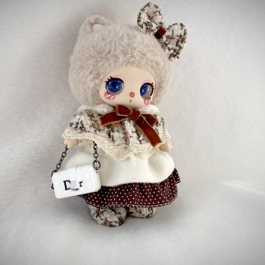 Labubu Doll Chanel Style Skirt Suit Outfit for 17cm Vinyl Doll