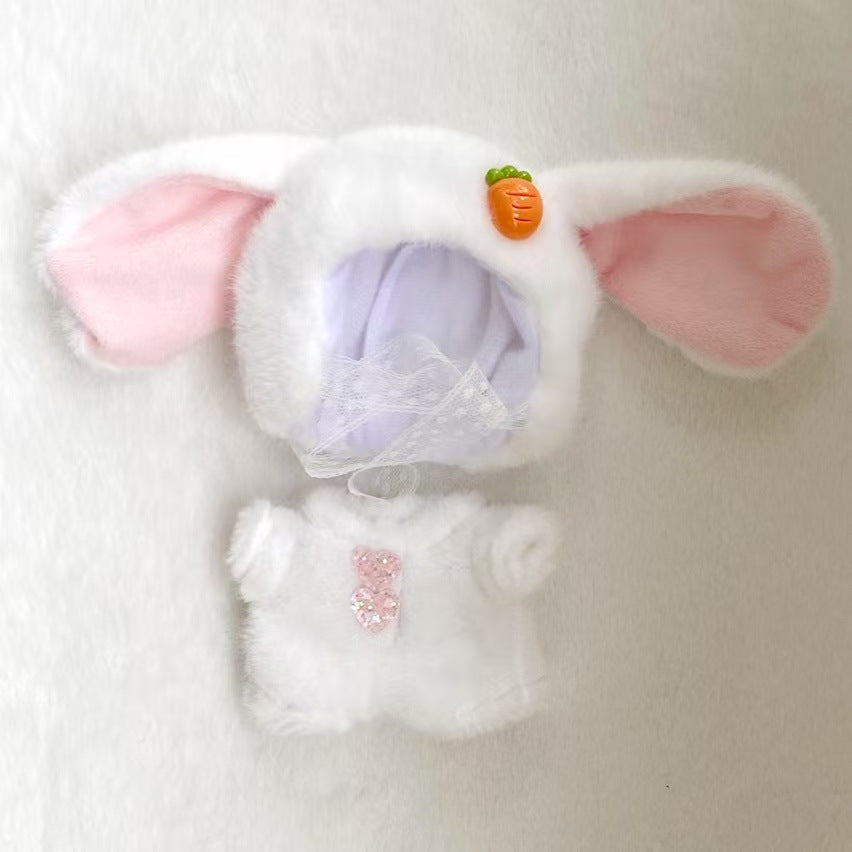 Labubu Doll Clothes for 17cm Vinyl Doll - Carrot Rabbit, Bow Rabbit, Cat Cloak
