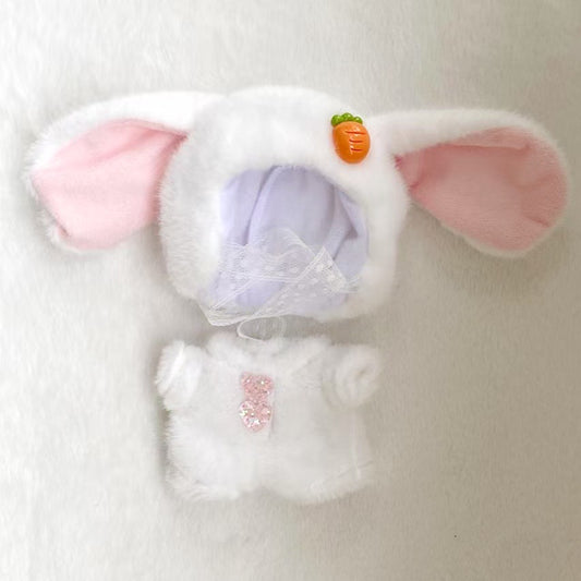 Labubu Doll Clothes for 17cm Vinyl Doll - Carrot Rabbit, Bow Rabbit, Cat Cloak