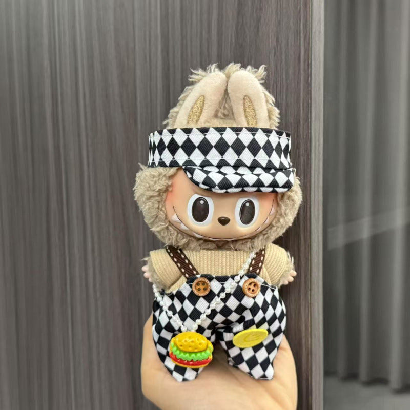 Rab cloth doll labubu17cm pendant one or two generations of vinyl plush doll suit accessories for clothes
