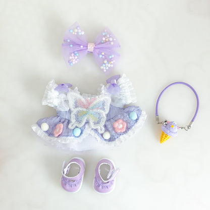 Labubu 3.0 Doll Outfit - Purple Bow Skirt & Accessories
