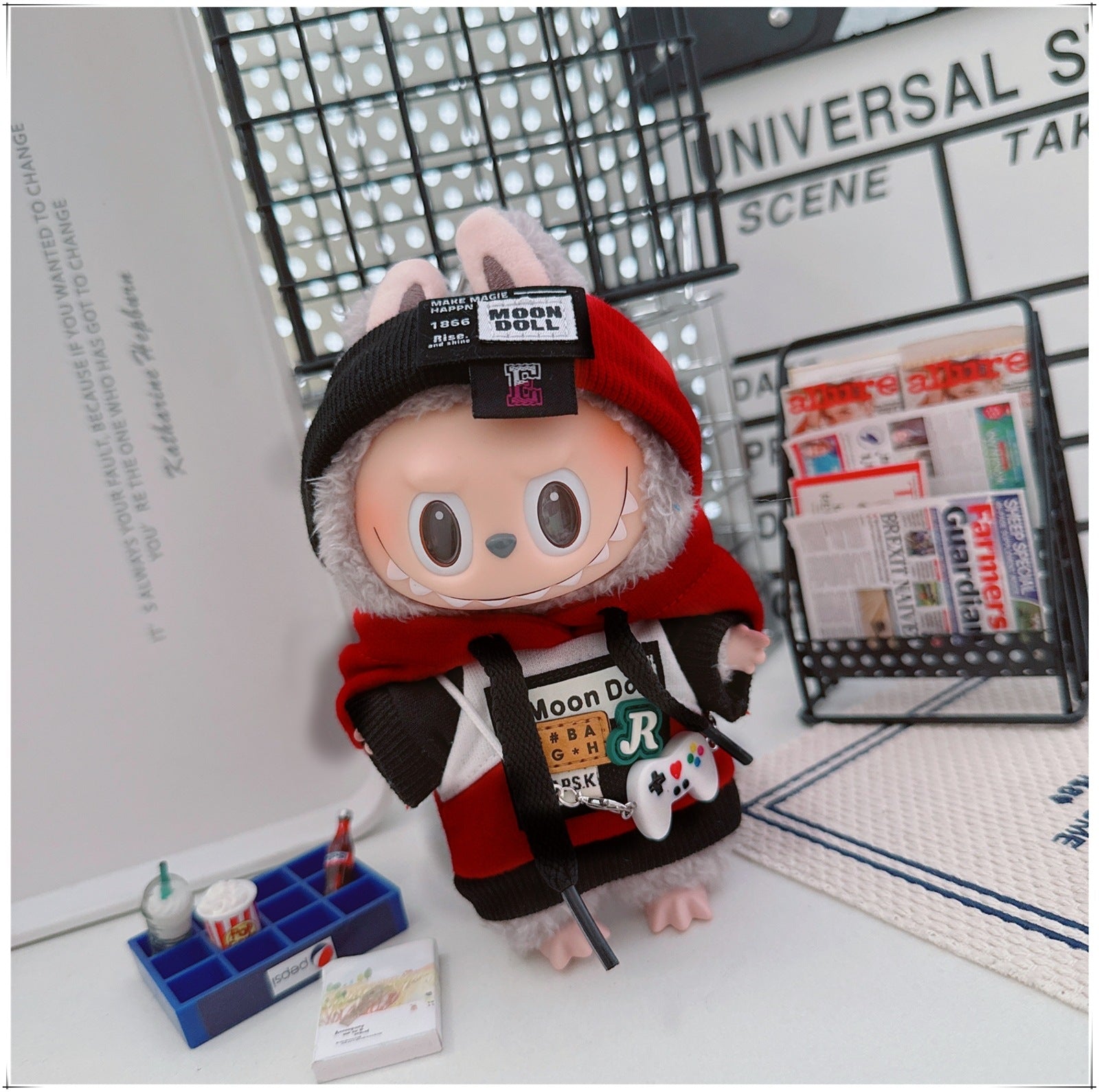 Labubu Doll Frenzy Style Outfit - Sweater & Hair Band for 17cm Vinyl Doll