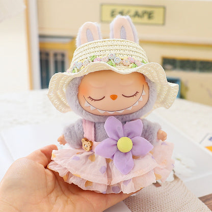 Generation II Blind Box Labubu Pendant Clothes Rab Cloth Sit Clothes Baby Clothes Pink Love Bear dress