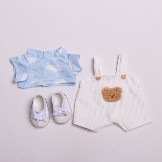 38cm Labubu Doll Bear Overalls Outfit & Shoes Set
