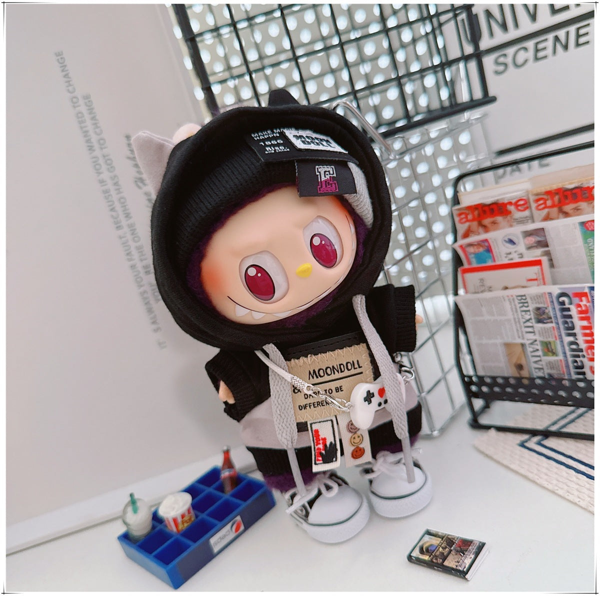 Labubu Doll Frenzy Style Outfit - Sweater & Hair Band for 17cm Vinyl Doll
